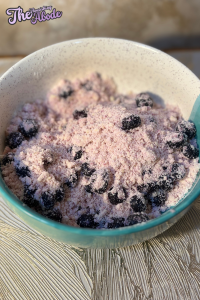 Fold in the blueberries gently