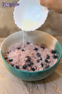 Pour the wet mixture into the dry bowl
