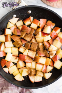Add chopped apples, water, brown sugar