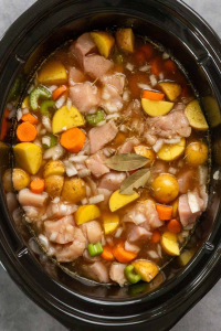 Transfer the cooked onion and garlic to the slow cooker