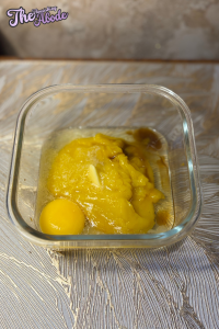 stir together the pumpkin, egg, milk, butter, and vanilla