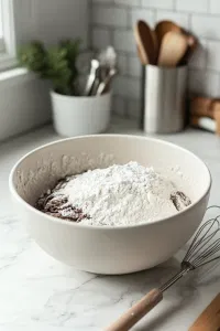 Carefully sift the flour over the batter