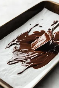 Pour the melted dark chocolate