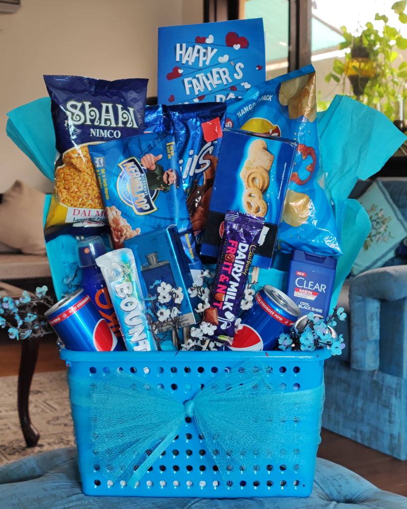 Blue Sweet Treats & Beauty Basket