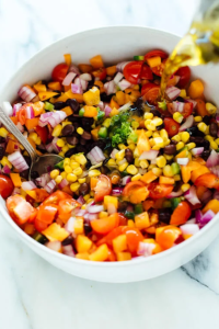 Pour in the lime juice and olive oil