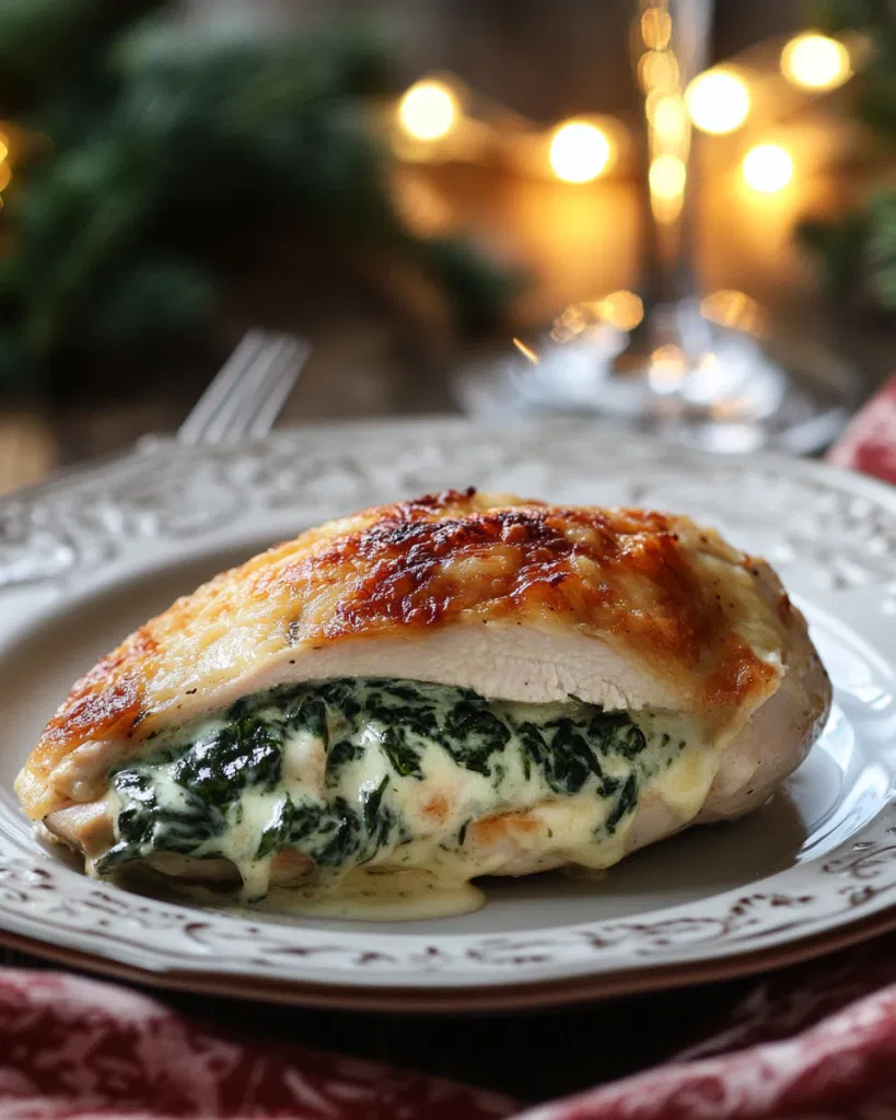 Creamy spinach and cheese stuffed chicken